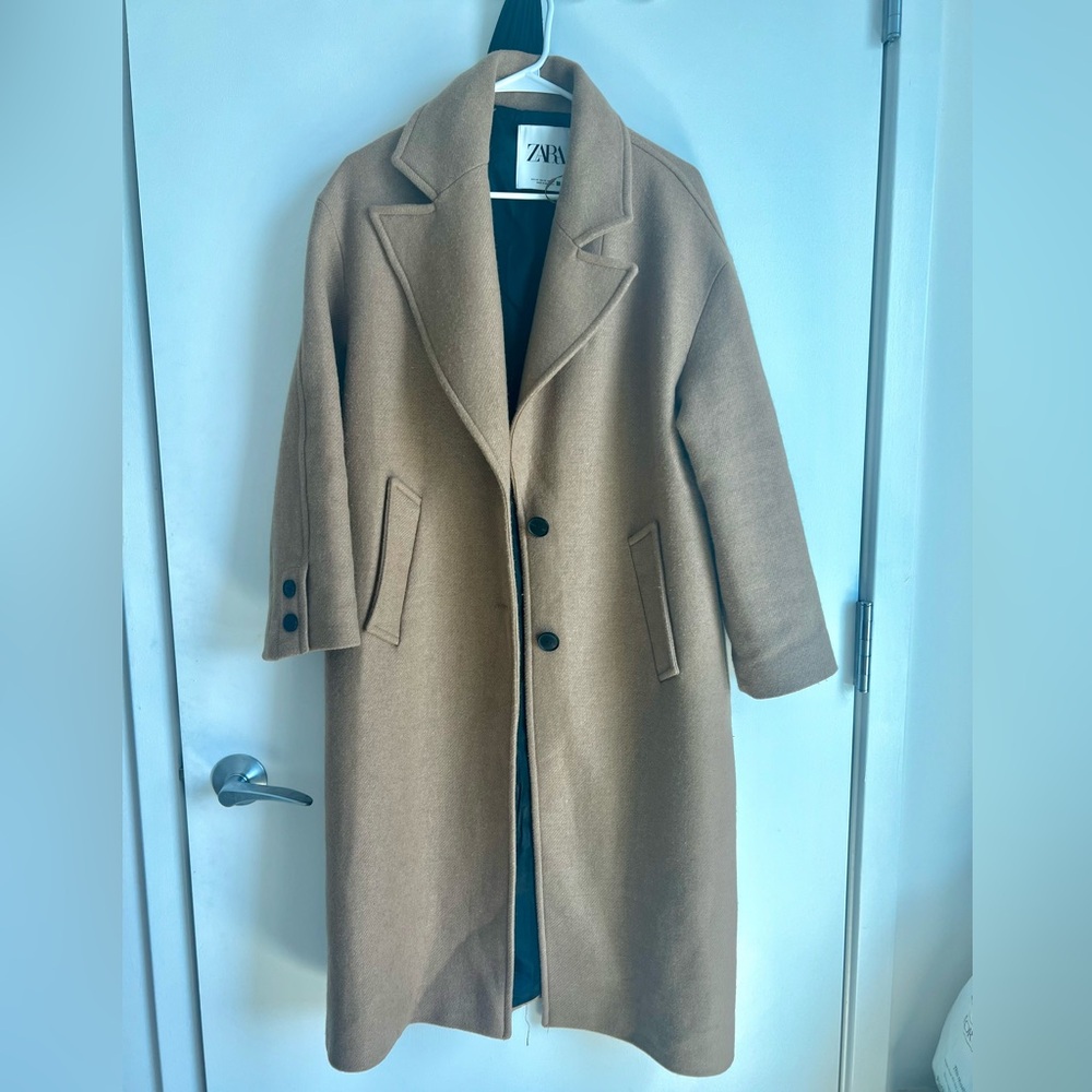 Zara Camel Oversized Coat - Picture 3 of 6
